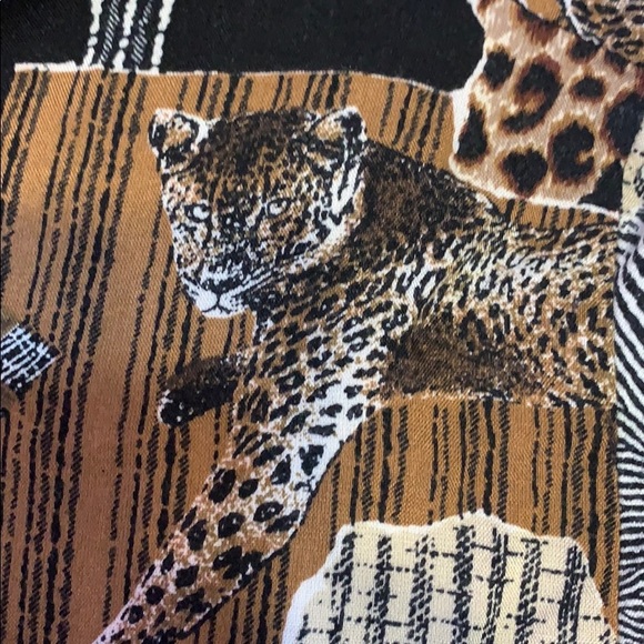 Michelle Leslie Black Brown Animal Tiger Zebra Print Button Down Top - Picture 4 of 10